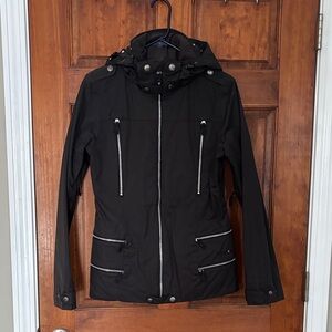 BURTON Removable Hooded Jacket with Silver Accents Buttons and Zippers